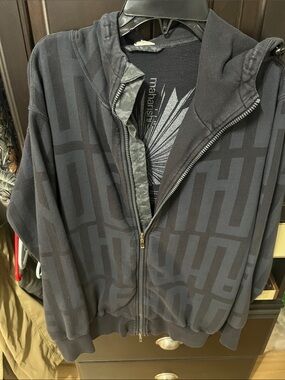 Maharishi Black Tonal Geometric Zip Hoodie